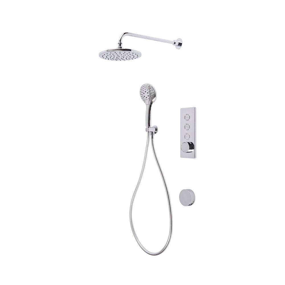 Tavistock Axiom Triple Function Chrome Push Button Valve With Handset & Holder Overhead Shower and Smartflow Bath Filler - SAX2750 - TAP 'N' SHOWER