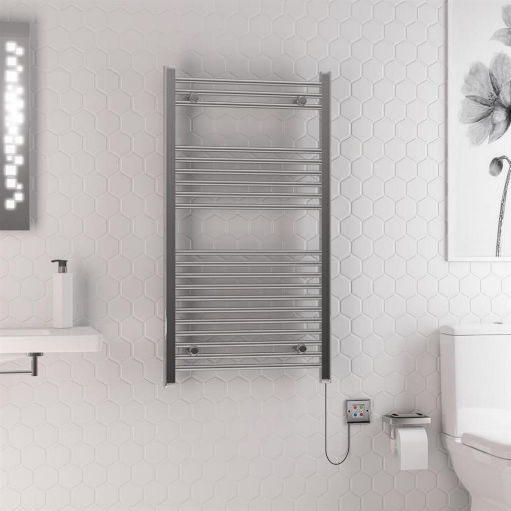 Eastbrook Biava Dry Element Straight Ladder Towel Radiator 1100mm x 600mm - Chrome - 47.0004 - TAP 'N' SHOWER