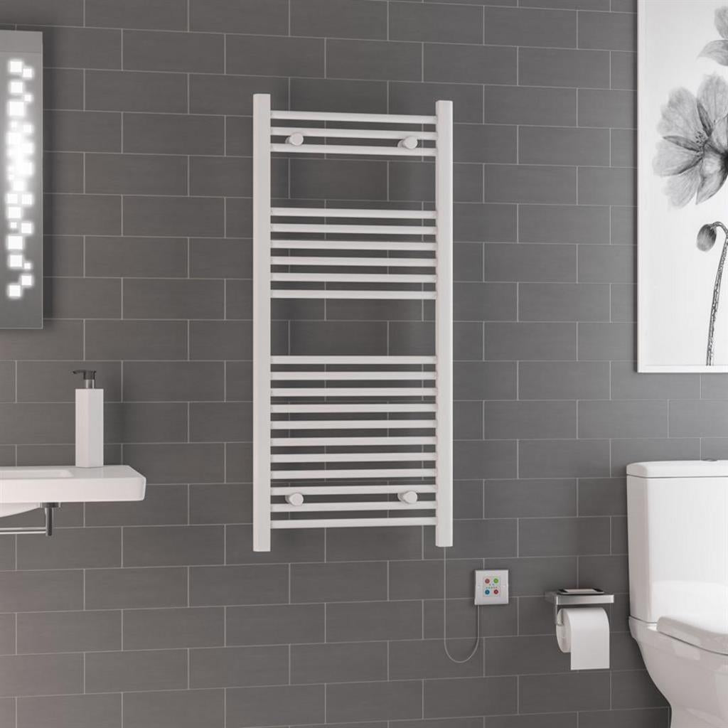 Eastbrook Biava Dry Element Straight Ladder Towel Radiator 1100mm x 500mm - White - 470006 - TAP 'N' SHOWER