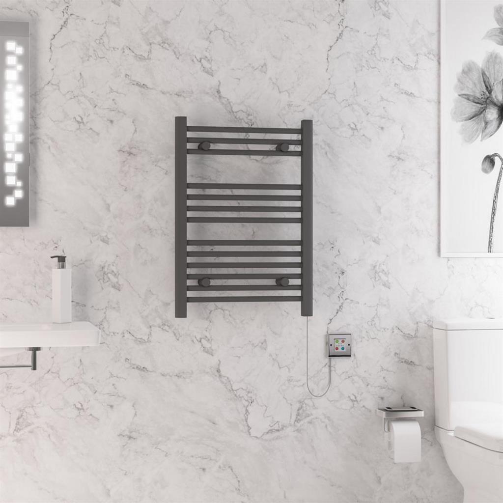 Eastbrook Biava 700mm x 500mm Dry Element Straight Ladder Towel Radiator - Matt Anthracite - 47.0009 - TAP 'N' SHOWER