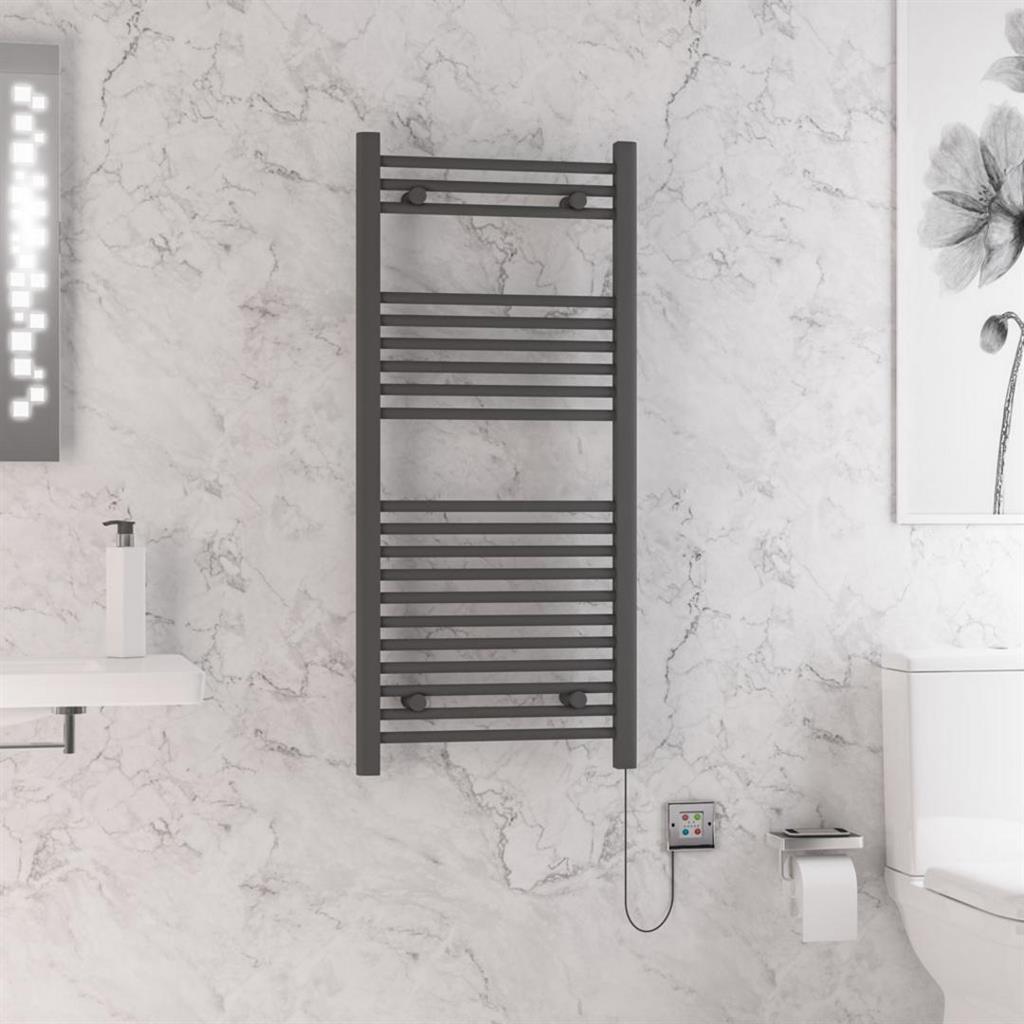 Eastbrook Biava Dry Element Straight Ladder Towel Radiator 1100mm x 500mm - Matt Anthracite - 47.0010 - TAP 'N' SHOWER