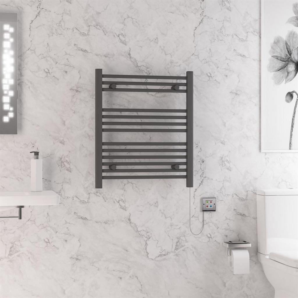 Eastbrook Biava 700mm x 600mm Dry Element Straight Ladder Towel Radiator - Matt Anthracite - 47.0011 - TAP 'N' SHOWER