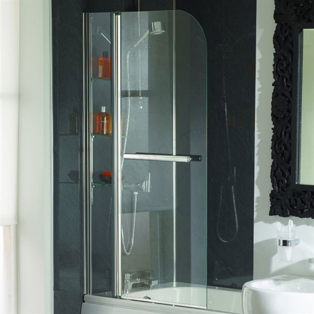 Oakham Cascade Curved Bath Screen 5mm Glass - 1400mm High x 800mm Wide - TAP 'N' SHOWER
