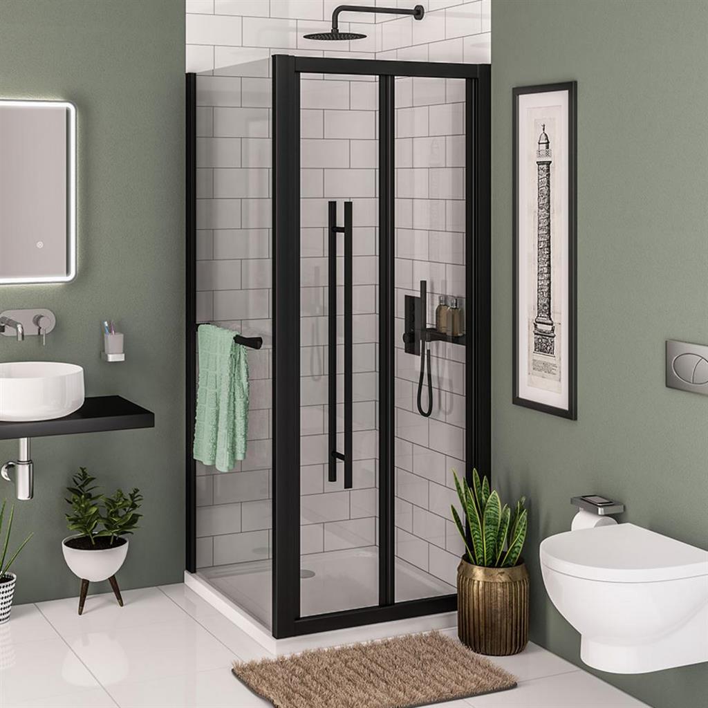 Eastbrook Vantage 2000 Bifold Shower Door 1000mm - Matt Black - 49.0054 - TAP 'N' SHOWER