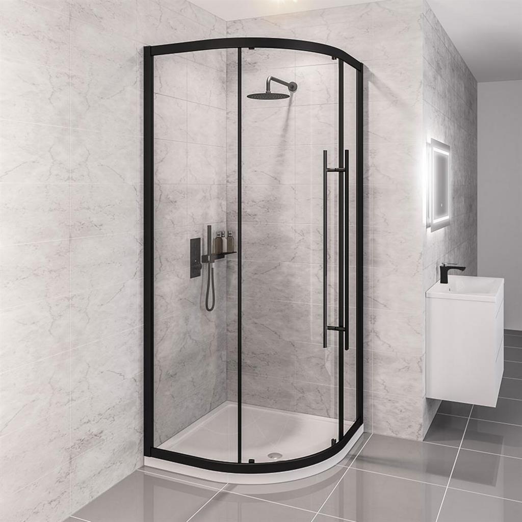 Eastbrook Vantage 2000 Quadrant Shower Enclosure 900mm - Matt Black - 49.0058 - TAP 'N' SHOWER