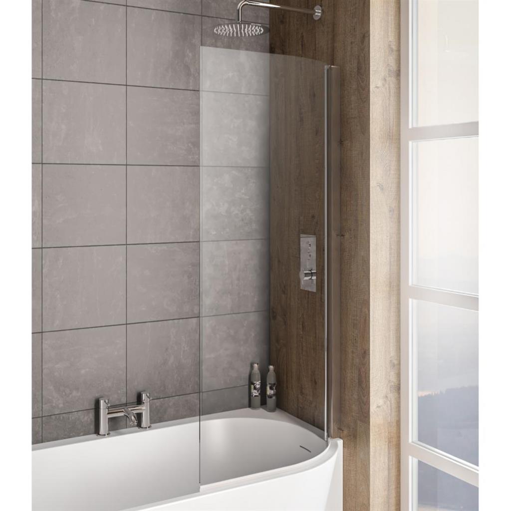 Eastbrook Bray 6mm Curved Hinged Bath Screen Right Hand 1400mm x 730mm - Chrome - 49.2017 - TAP 'N' SHOWER