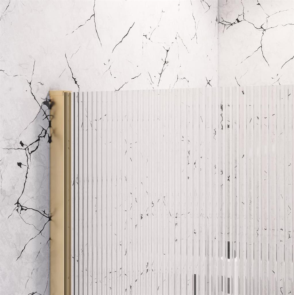 Eastbrook Vantage 2000 Fluted Walk - In Wetroom Shower Screen 1200mm - Brushed Brass - 49.2028 - TAP 'N' SHOWER