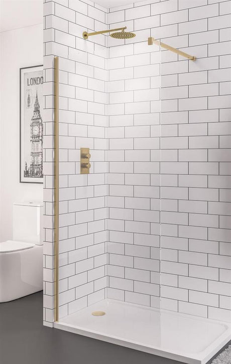 Eastbrook Vantage 2000 Walk - In Wetroom Shower Screen 1500mm - Brushed Brass - 49.2043 - TAP 'N' SHOWER