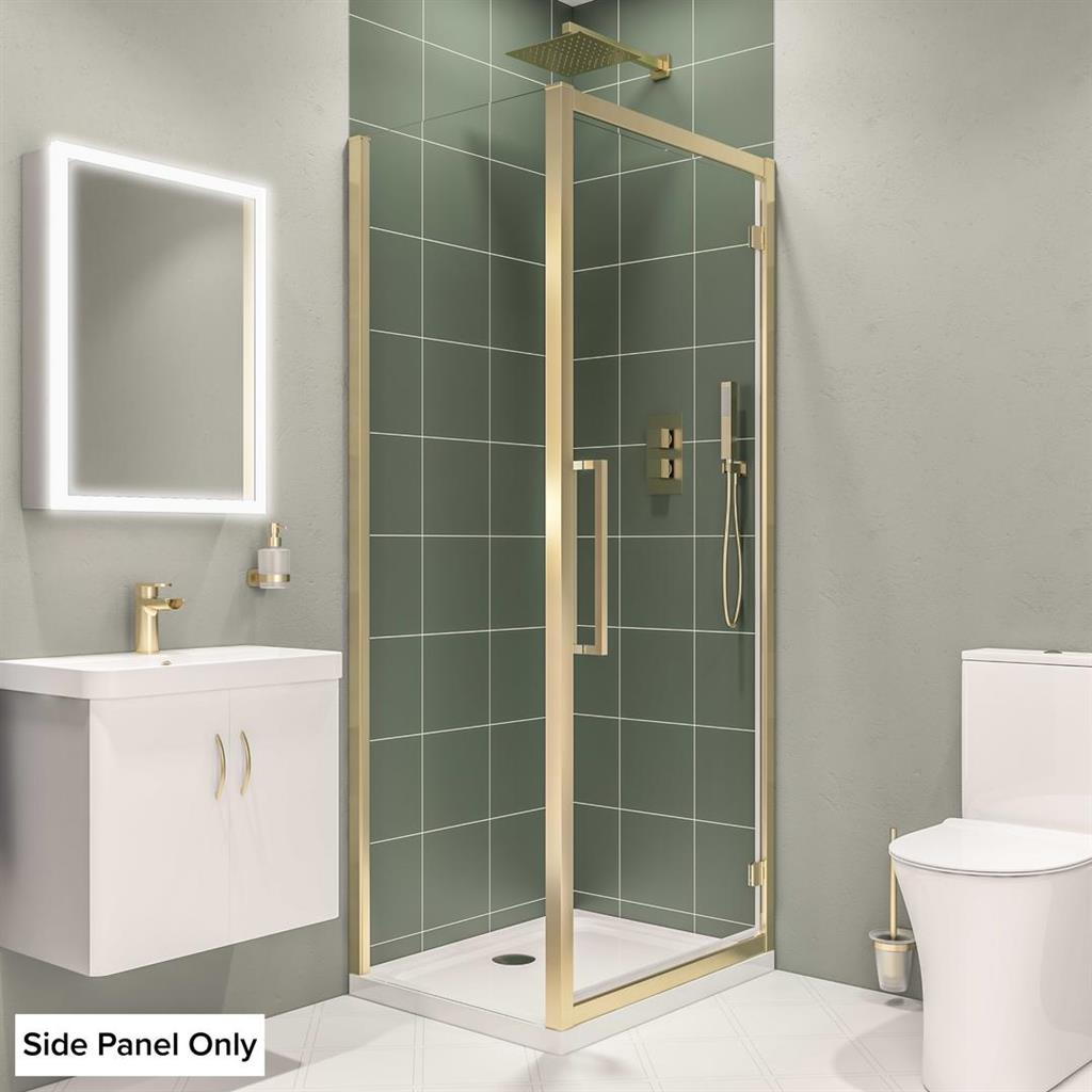 Eastbrook Corniche Hinged Door Side Panel 900mm - Brushed Brass - 49.3132 - TAP 'N' SHOWER