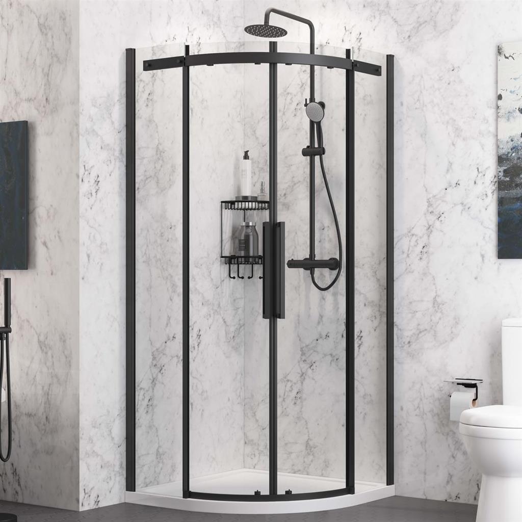 Eastbrook Corniche 2000 Double Door Quadrant Shower Enclosure 1000mm x 1000mm - Matt Black - 49.3211 - TAP 'N' SHOWER