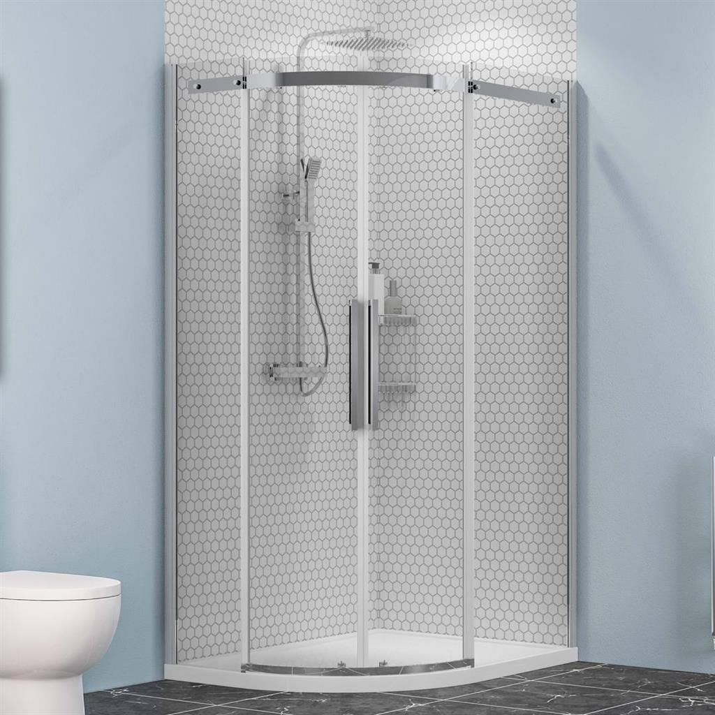 Eastbrook Corniche 2000 Double Door Offset Quadrant Shower Enclosure Left Hand 1000mm x 800mm - Chrome - 49.3227 - TAP 'N' SHOWER