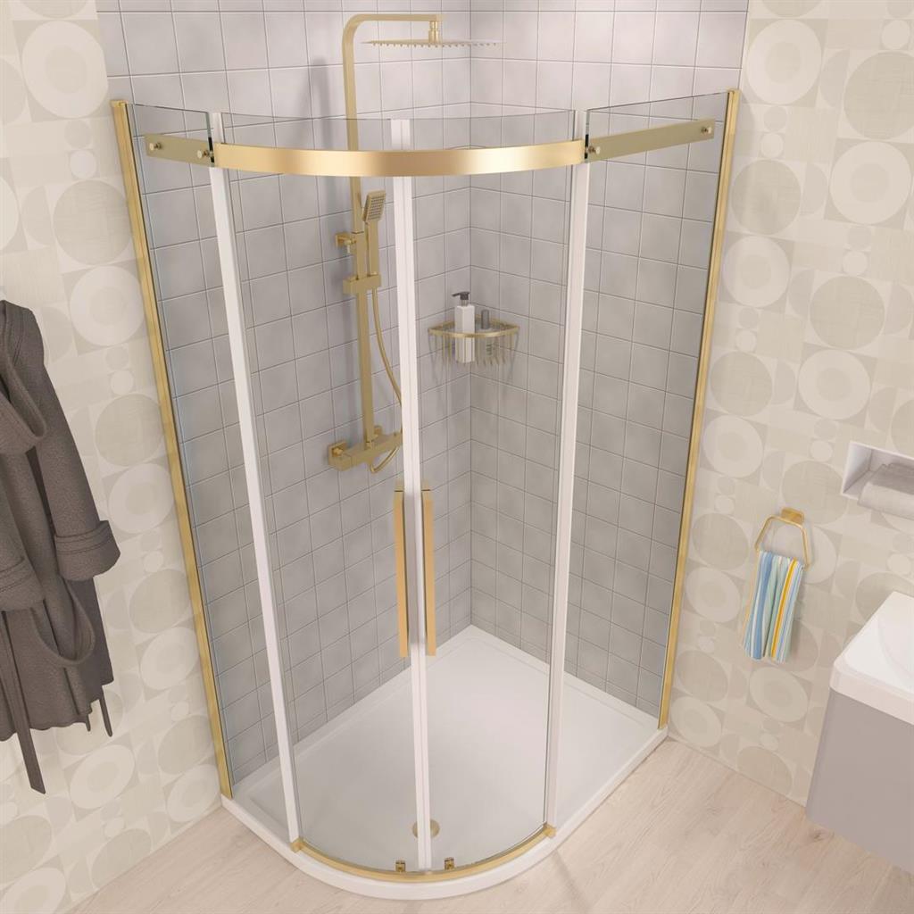Eastbrook Corniche 2000 Double Door Offset Quadrant Shower Enclosure Left Hand 1000mm x 800mm - Brushed Brass - 49.3249 - TAP 'N' SHOWER
