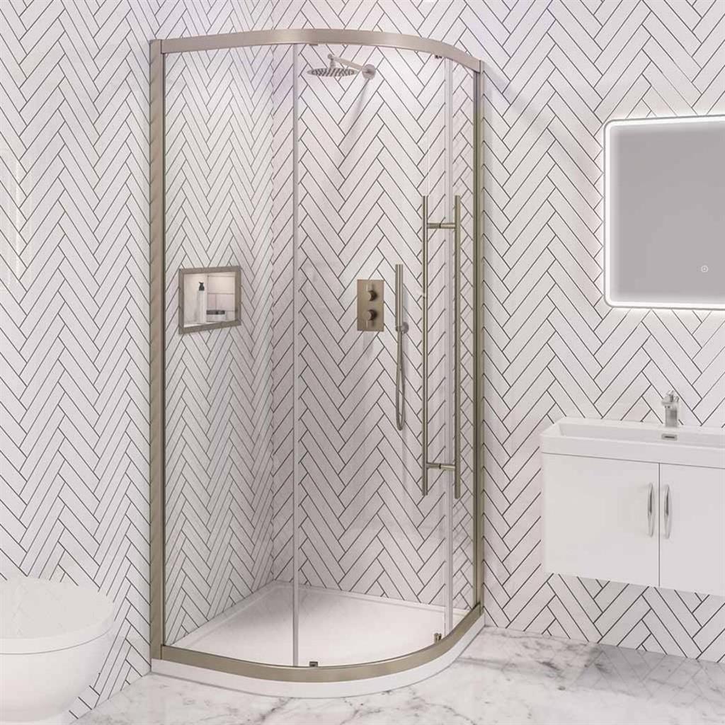 Eastbrook Vantage 2000 Quadrant Shower Enclosure 900mm x 900mm - Brushed Brass - 49.5026 - TAP 'N' SHOWER
