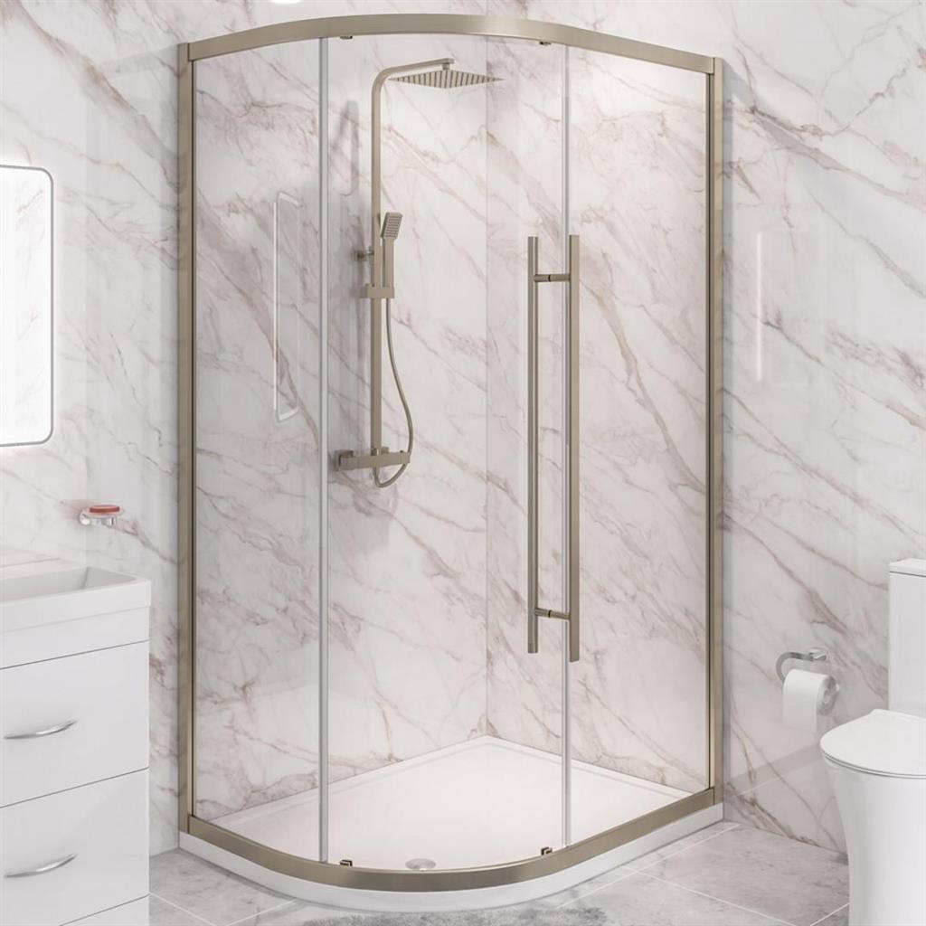 Eastbrook Vantage 2000 Offset Quadrant Shower Enclosure 1400mm x 800mm - Brushed Brass - 49.5044 - TAP 'N' SHOWER