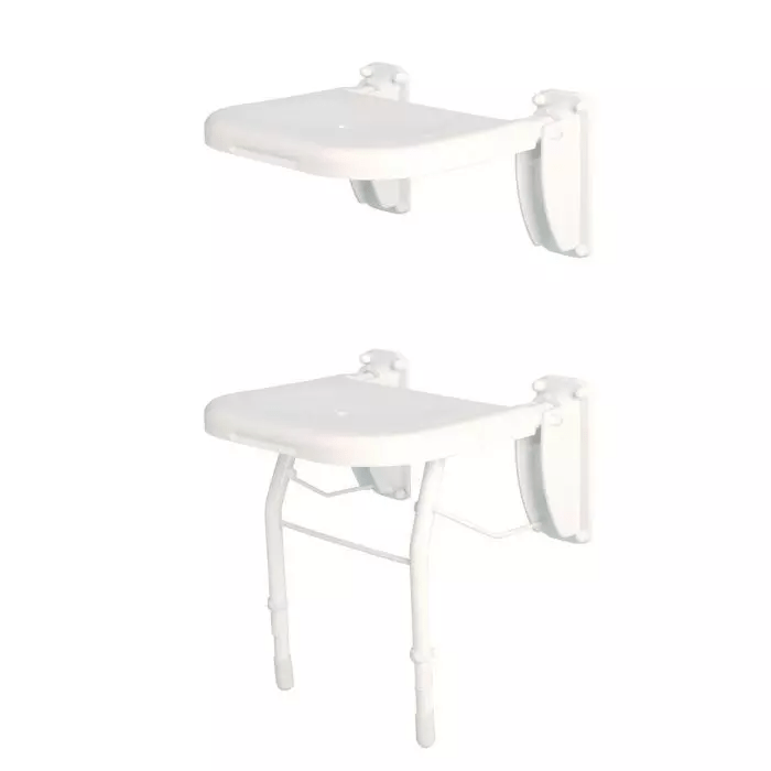 Bathex Professional Slotting Action Shower Seat with Stainless Steel Legs and Aluminium Brackets - White - 49725 - TAP 'N' SHOWER