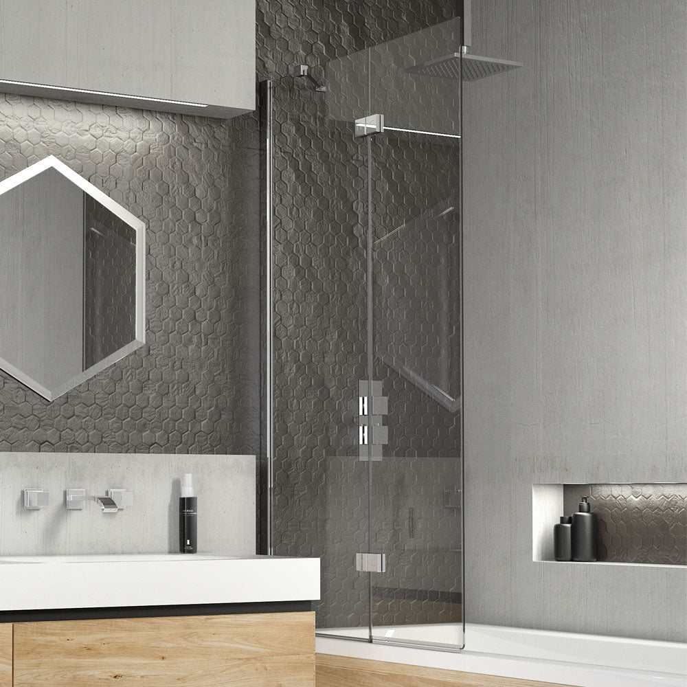 KUDOS Inspire 8mm Two Panel In - Fold Bathscreen (Left Hand) - 4BASCDUO8LH - TAP 'N' SHOWER