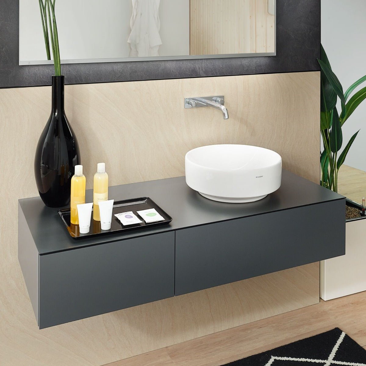 Geberit VariForm Lay - On Washbasin Round 400mm Without Tap Hole Without Overflow - White - 500.768.01.2 - TAP 'N' SHOWER