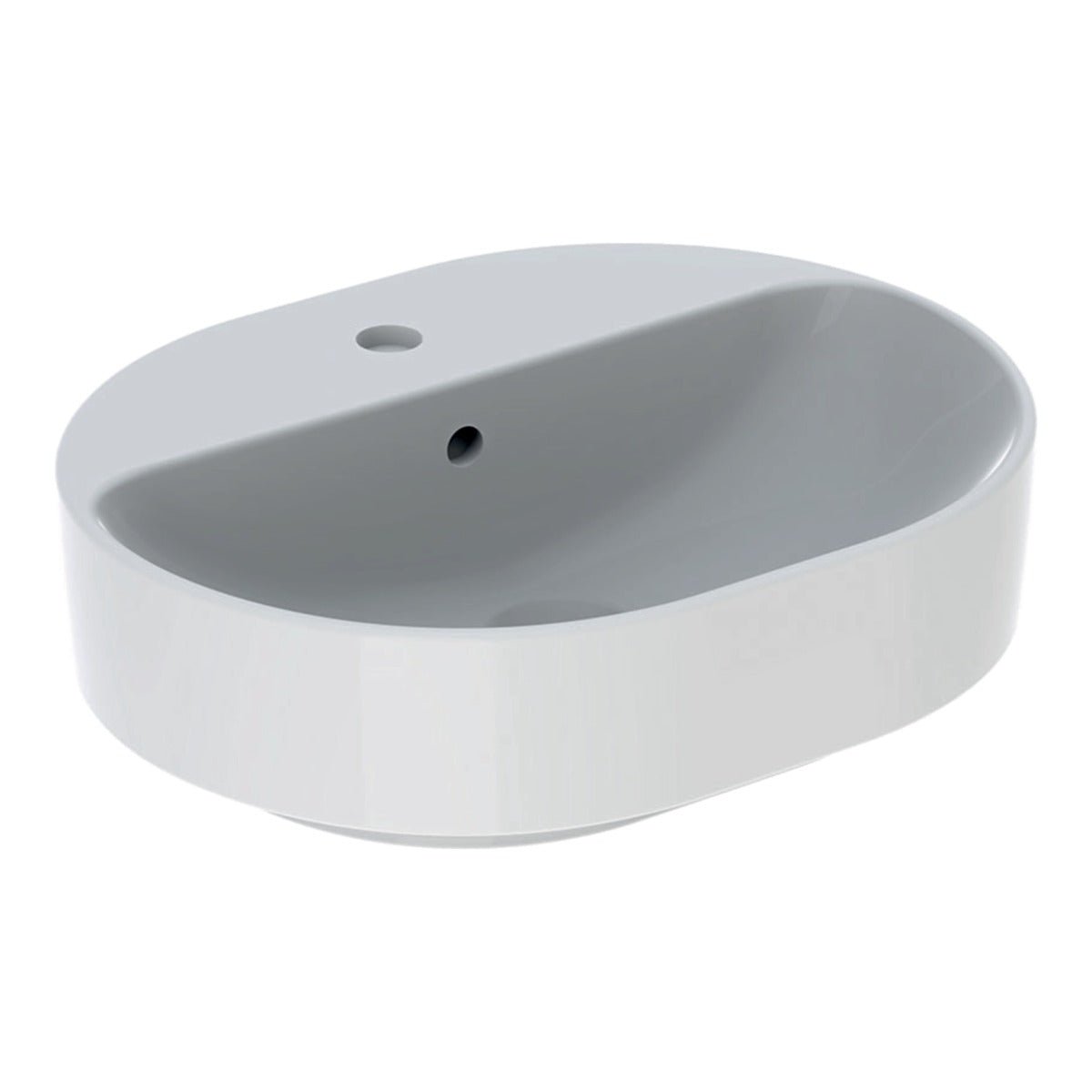 Geberit VariForm Lay - On Washbasin Elliptic 500mm Tap Hole & Overflow - White - 500.775.01.2 - TAP 'N' SHOWER