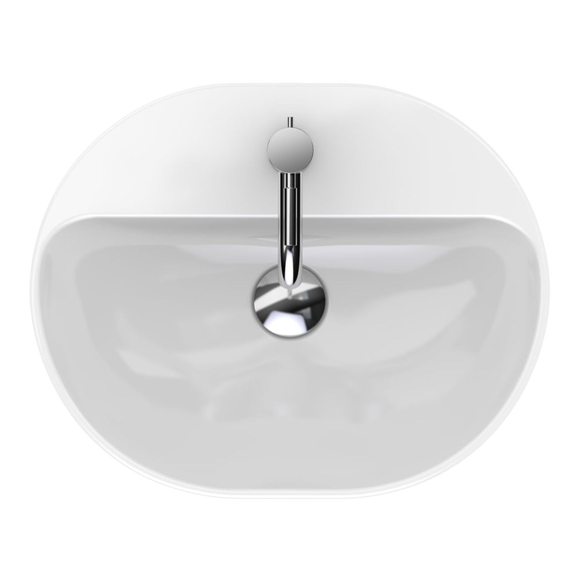 Geberit VariForm Lay - On Washbasin Elliptic 500mm Tap Hole & Overflow - White - 500.775.01.2 - TAP 'N' SHOWER