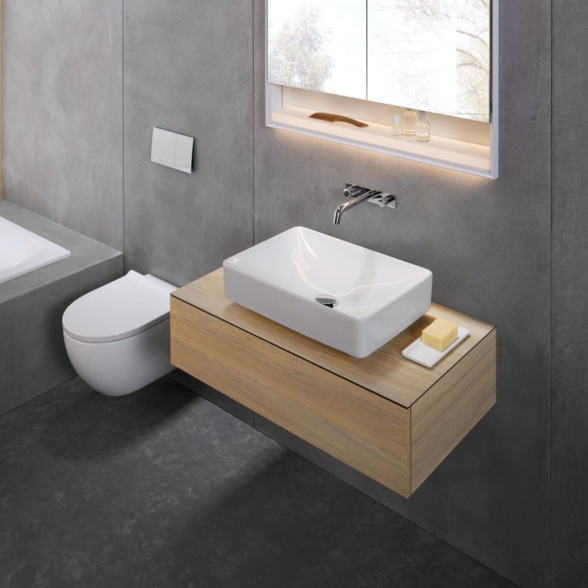 Geberit VariForm Lay - On Washbasin Rectangular 550mm Without Tap Hole Without Overflow - White - 500.779.01.2 - TAP 'N' SHOWER