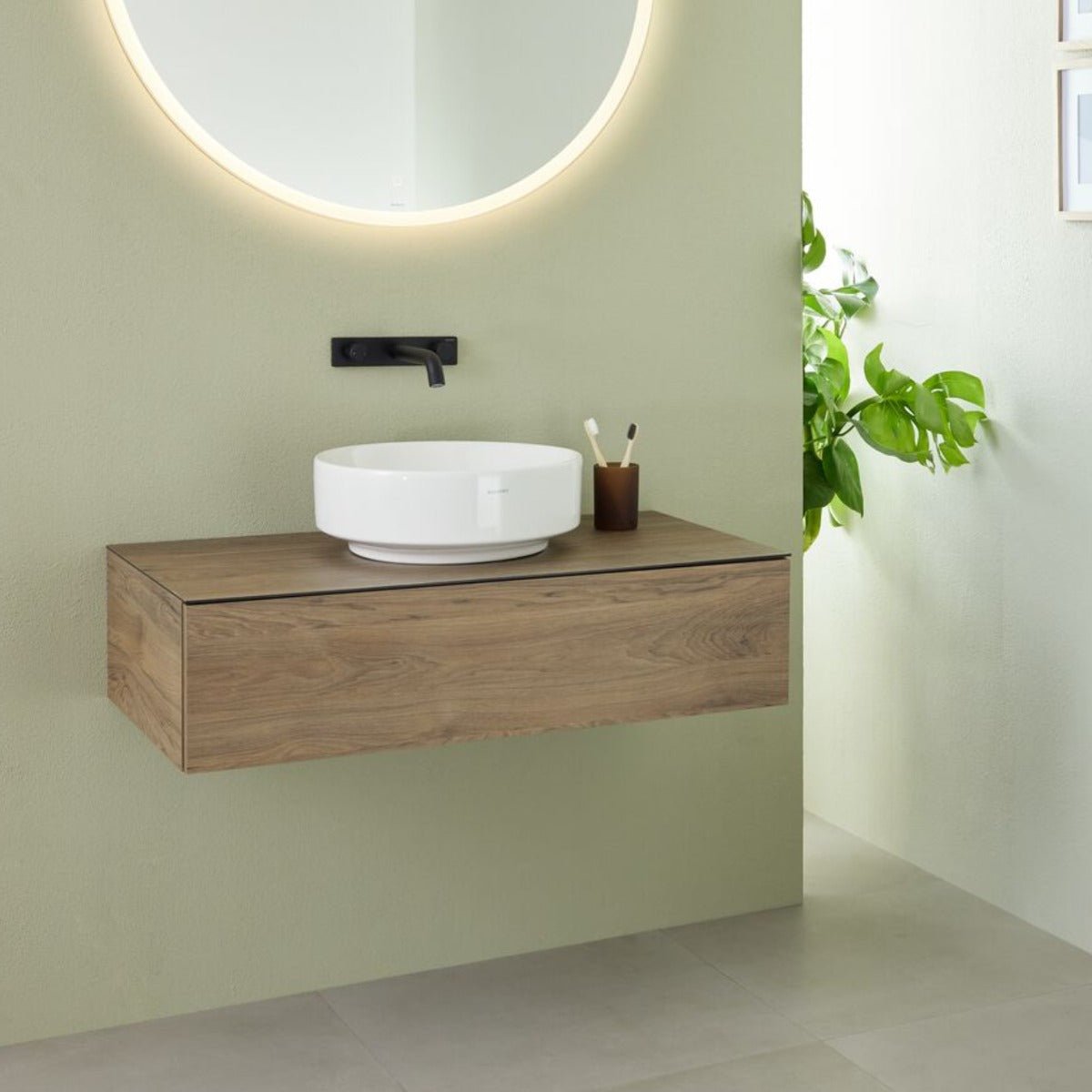 Geberit VariForm Cabinet for Lay - On Basin One Drawer 900mmW - Hickory - 501.168.00.1 - TAP 'N' SHOWER