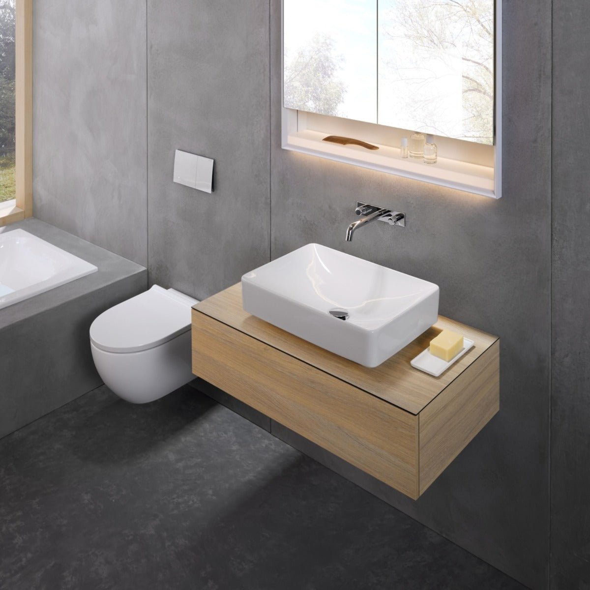 Geberit VariForm Cabinet for Lay - On Basin One Drawer 900mmW - Oak - 501.169.00.1 - TAP 'N' SHOWER