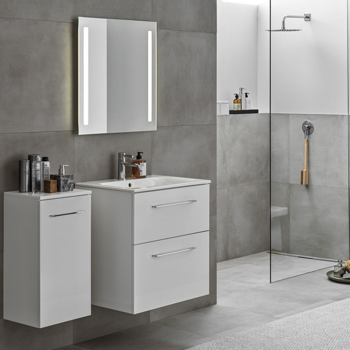 Geberit Selnova Two Drawer Slim - Rim Basin & Cabinet Set 550mm - White - 501.232.00.1 - TAP 'N' SHOWER
