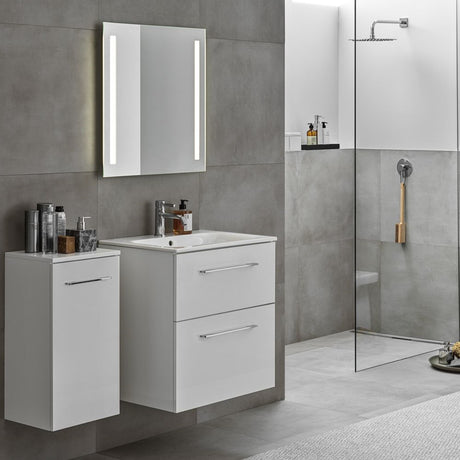Geberit Selnova Two Drawer Slim - Rim Basin & Cabinet Set 550mm - White - 501.232.00.1 - TAP 'N' SHOWER