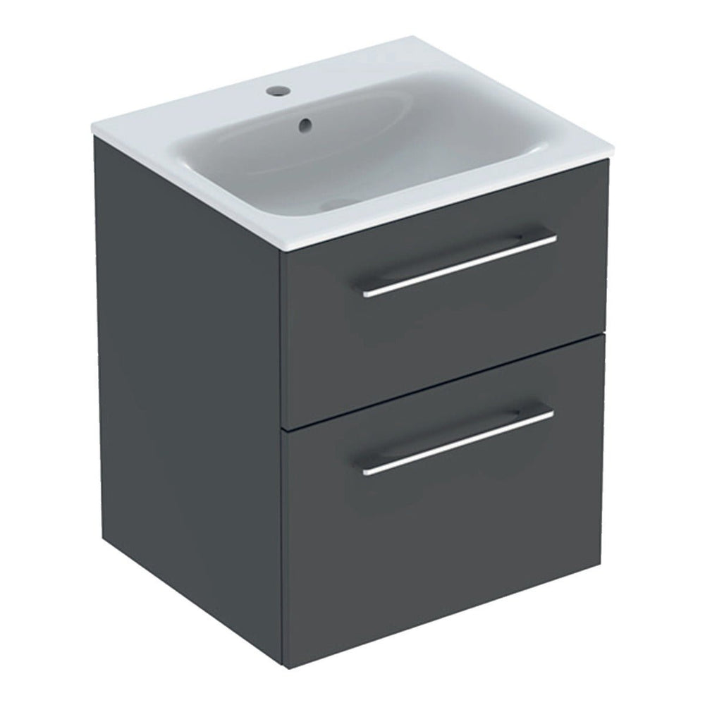 Geberit Selnova Two Drawer Slim - Rim Basin & Cabinet Set 550mm - Lava - 501.233.00.1 - TAP 'N' SHOWER