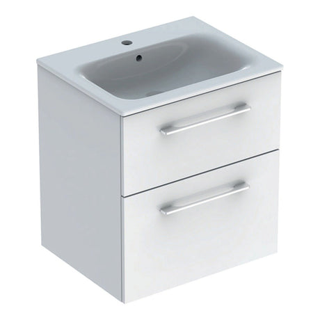 Geberit Selnova Two Drawer Slim - Rim Basin & Cabinet Set 600mm - White - 501.236.00.1 - TAP 'N' SHOWER