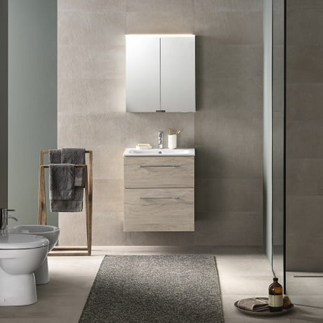 Geberit Selnova Two Drawer Slim - Rim Basin & Cabinet Set 600mm - Light Hickory - 501.239.00.1 - TAP 'N' SHOWER