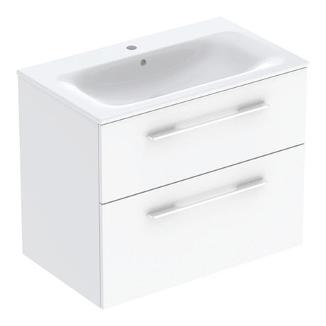 Geberit Selnova Two Drawer Slim - Rim Basin & Cabinet Set 800mm - White - 501.240.00.1 - TAP 'N' SHOWER