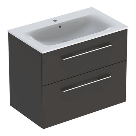 Geberit Selnova Two Drawer Slim - Rim Basin & Cabinet Set 800mm - Lava - 501.241.00.1 - TAP 'N' SHOWER