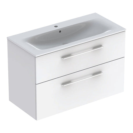 Geberit Selnova Two Drawer Slim - Rim Basin & Cabinet Set 1000mm - White - 501.244.00.1 - TAP 'N' SHOWER