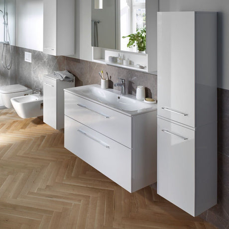 Geberit Selnova Two Drawer Slim - Rim Basin & Cabinet Set 1000mm - White - 501.244.00.1 - TAP 'N' SHOWER