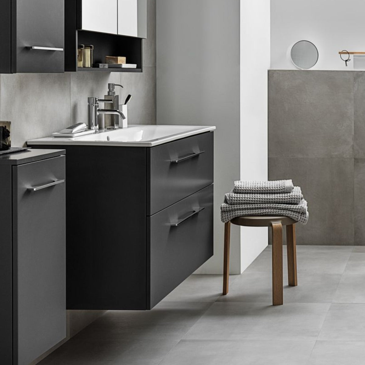 Geberit Selnova Two Drawer Slim - Rim Basin & Cabinet Set, 1,000mm - Lava - 501.245.00.1 - TAP 'N' SHOWER