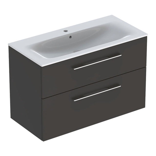 Geberit Selnova Two Drawer Slim - Rim Basin & Cabinet Set, 1,000mm - Lava - 501.245.00.1 - TAP 'N' SHOWER