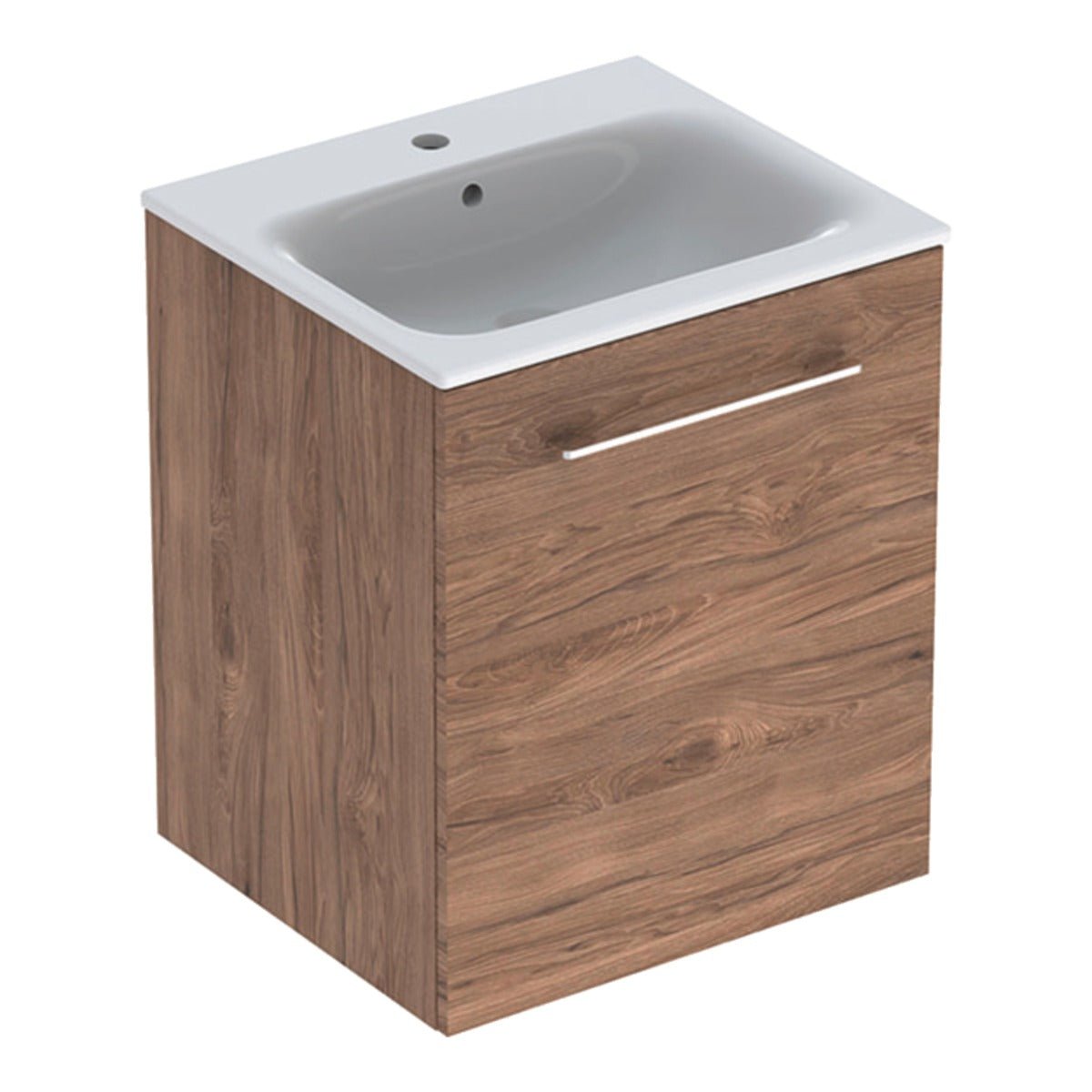 Geberit Selnova Slim - Rim Basin & Cabinet Boxed Set 550mm - Hickory - 501.250.00.1 - TAP 'N' SHOWER