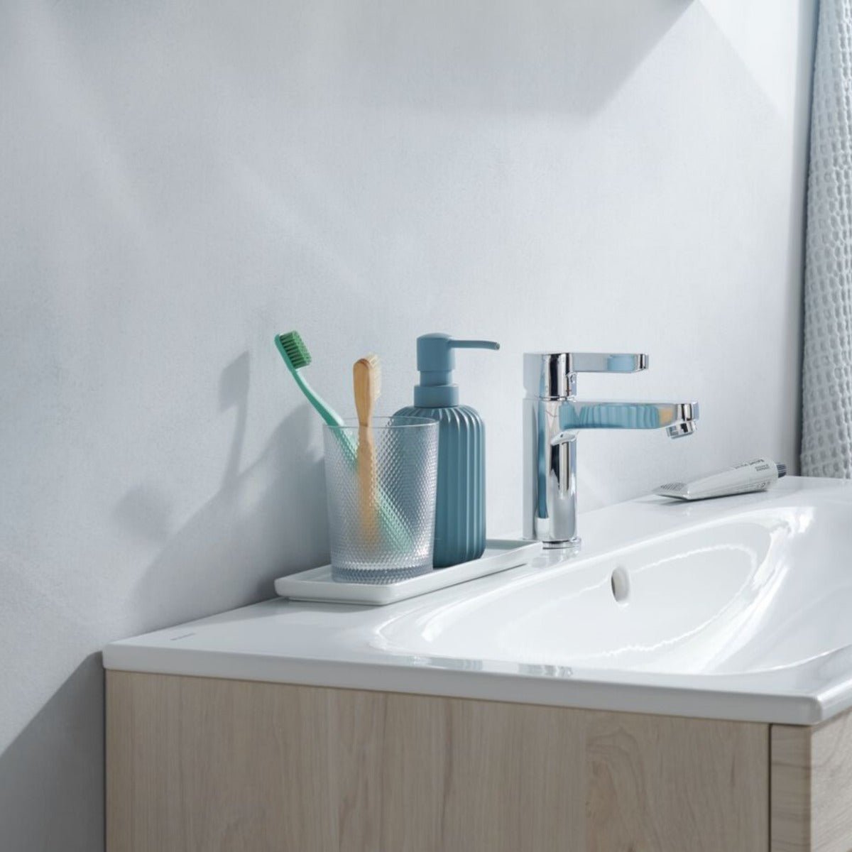 Geberit Selnova Slim - Rim Basin & Cabinet Boxed Set 550mm - Light Hickory - 501.251.00.1 - TAP 'N' SHOWER