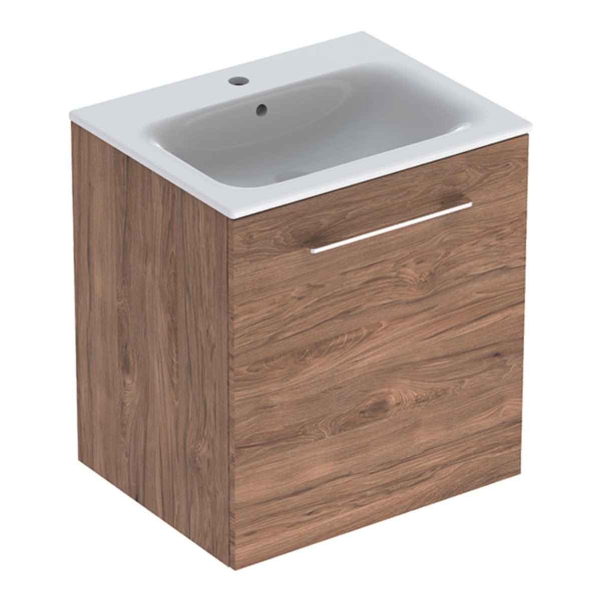 Geberit Selnova Slim - Rim Basin & Cabinet Boxed Set 600mm - Hickory - 501.254.00.1 - TAP 'N' SHOWER