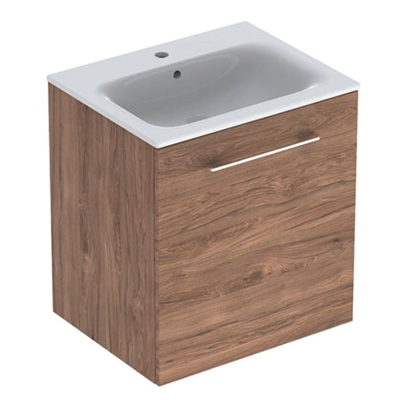 Geberit Selnova Slim - Rim Basin & Cabinet Boxed Set 600mm - Hickory - 501.254.00.1 - TAP 'N' SHOWER