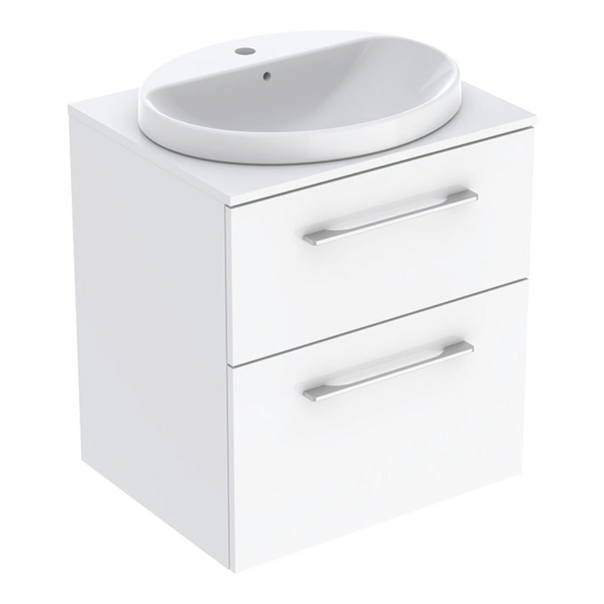 Geberit Selnova Two Drawer Countertop Basin & Cabinet Set 600mm - White - 502.868.00.1 - TAP 'N' SHOWER