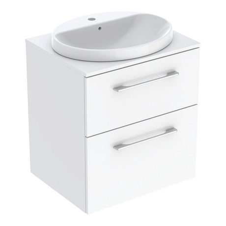 Geberit Selnova Two Drawer Countertop Basin & Cabinet Set 600mm - White - 502.868.00.1 - TAP 'N' SHOWER