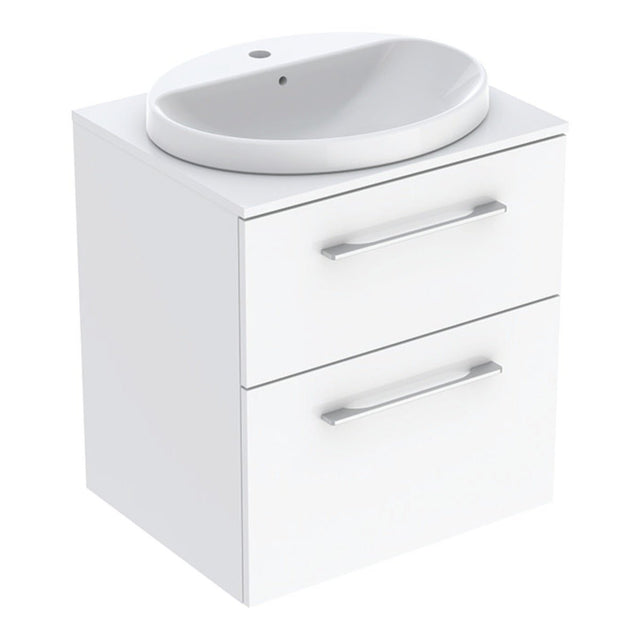 Geberit Selnova Two Drawer Countertop Basin & Cabinet Set 600mm - White - 502.868.00.1 - TAP 'N' SHOWER