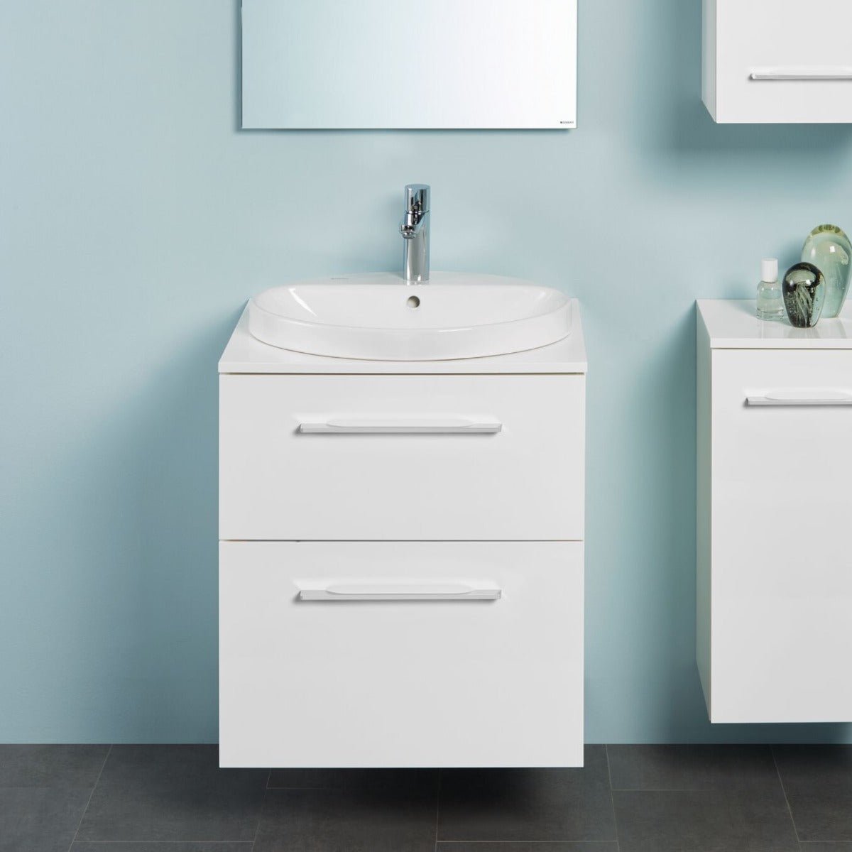 Geberit Selnova Two Drawer Countertop Basin & Cabinet Set 600mm - White - 502.868.00.1 - TAP 'N' SHOWER