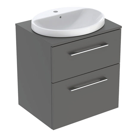 Geberit Selnova Two Drawer Countertop Basin & Cabinet Set 600mm - Lava - 502.869.00.1 - TAP 'N' SHOWER