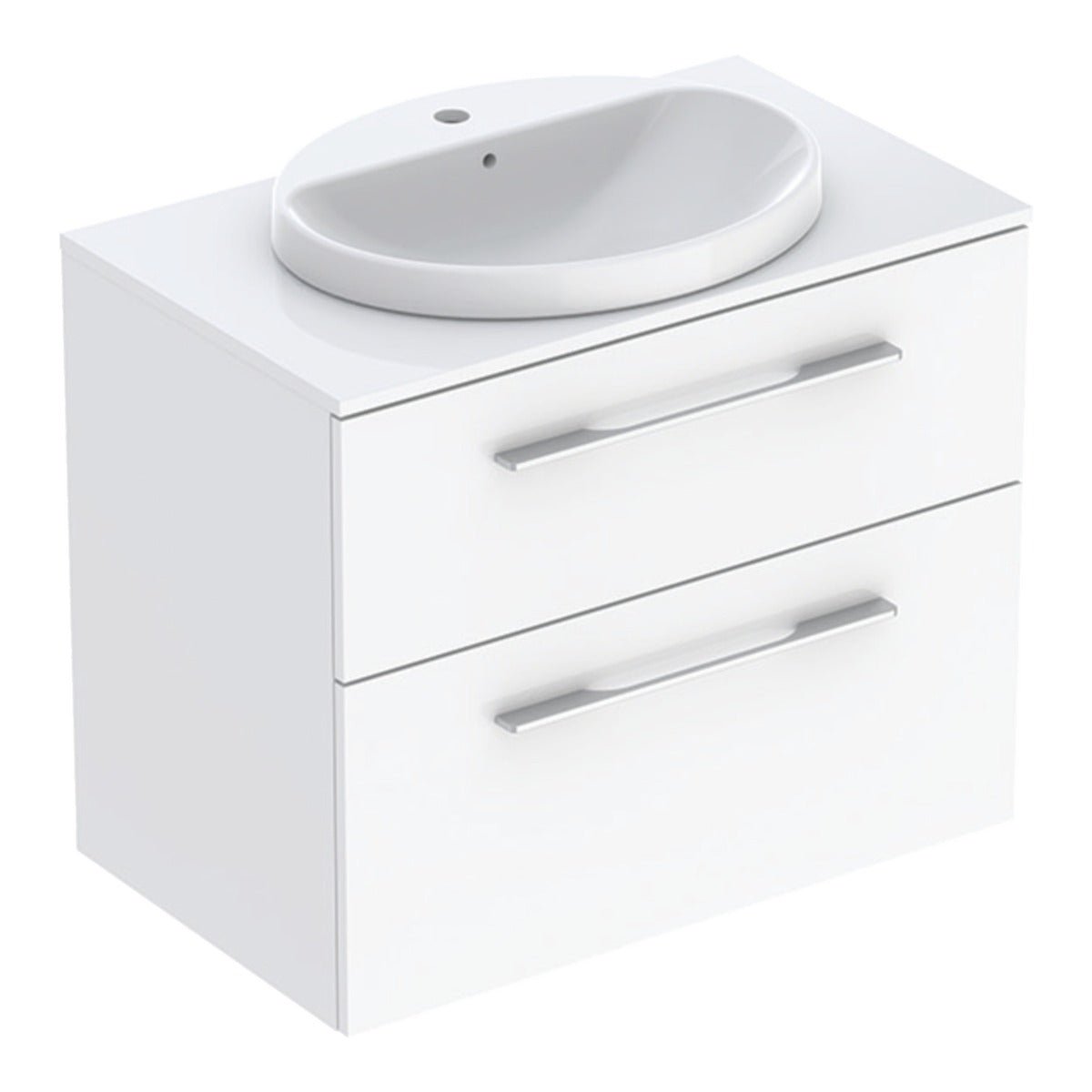 Geberit Selnova Two Drawer Countertop Basin & Cabinet Set 800mm - White - 502.872.00.1 - TAP 'N' SHOWER