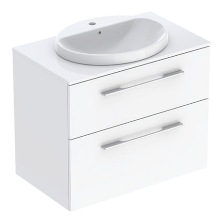 Geberit Selnova Two Drawer Countertop Basin & Cabinet Set 800mm - White - 502.872.00.1 - TAP 'N' SHOWER