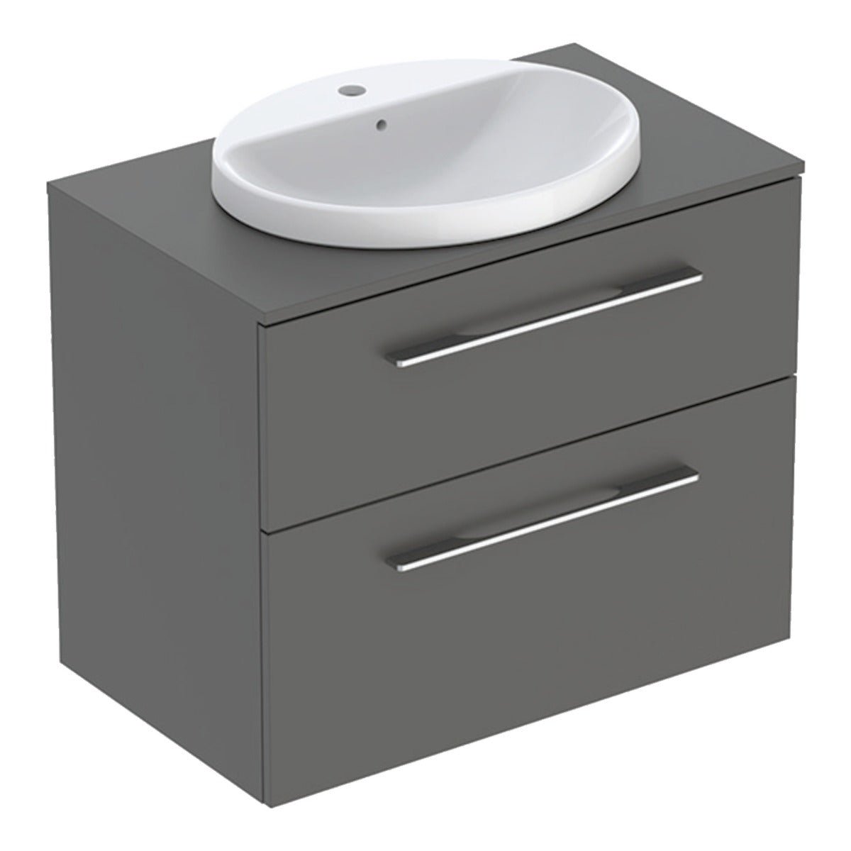 Geberit Selnova Two Drawer Countertop Basin & Cabinet Set 800mm - Lava - 502.873.00.1 - TAP 'N' SHOWER