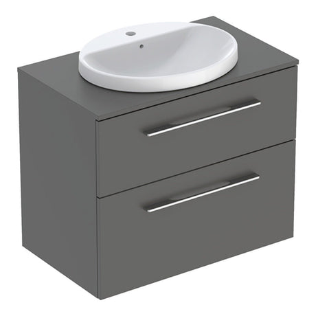 Geberit Selnova Two Drawer Countertop Basin & Cabinet Set 800mm - Lava - 502.873.00.1 - TAP 'N' SHOWER